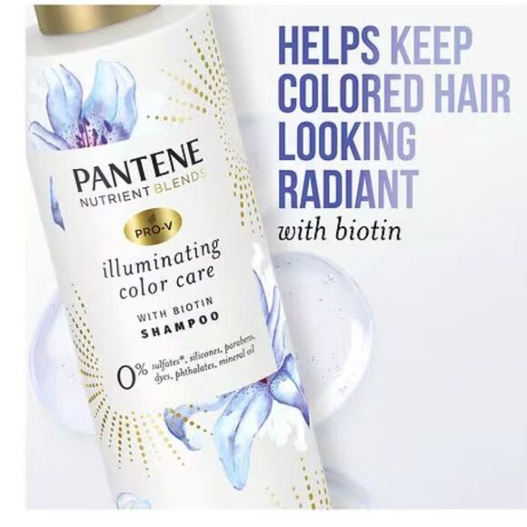 🆕🧴 Pantene Illuminating Color Care Shampoo With Biotin, Bundle Of 2 - Picture 2 of 7